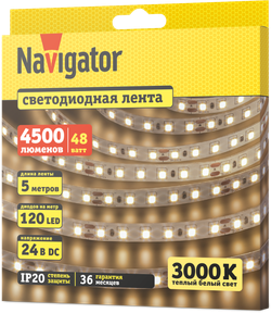 СД Лента Navigator 95 307 NLS-2835WW120-9.6-IP20-24V 5м