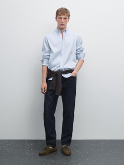 Massimo Dutti Рубашка Оксфорд классического кроя, небесно-голубой