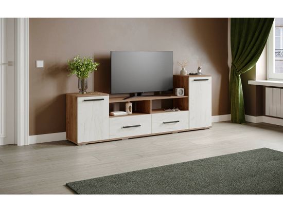 Тумба-ТВ ПАРУС-2 дуб крафт табачный / дуб крафт белый