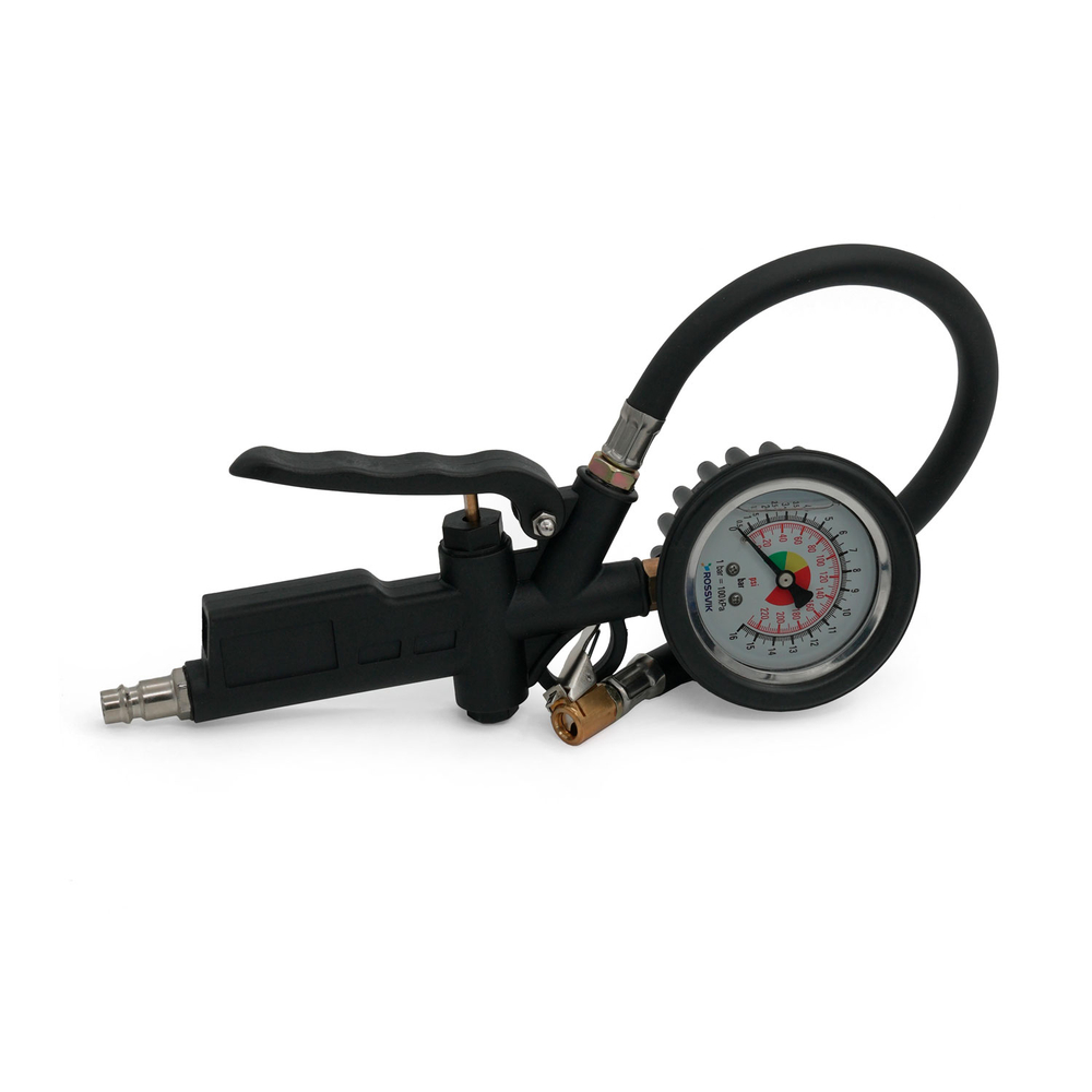Пистолет накачки ROSSVIK RIG-016G с механическим, гидрозаполненным манометром, 0-16бар
