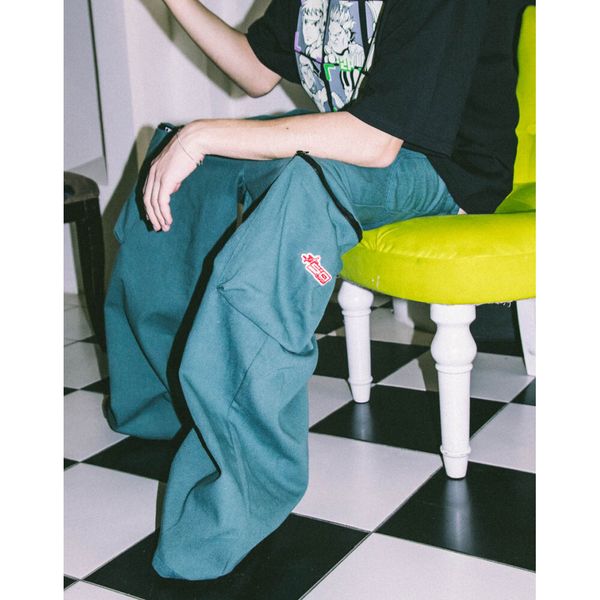 Брюки Карго Широкие Плотные Голубые - фото 4