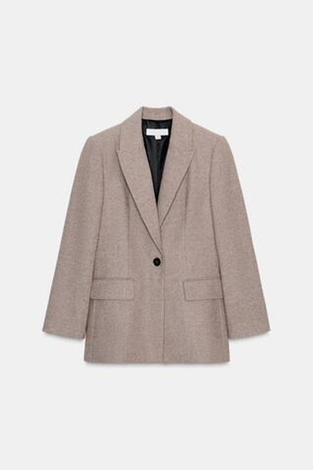 ZARA БЛЕЙЗЕР В ЁЛОЧКУ, РЫЖЕВАТО-КОРИЧНЕВЫЙ