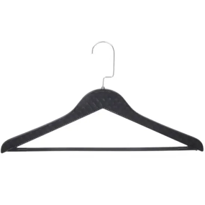 Плечики для одежды 2шт «ФРАТТО», цвет черный, 44*24см (Лейбл Селфи) имитация под кожу