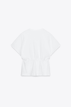 ZARA ФУТБОЛКА ИЗ ПЛОТНОГО ХЛОПКА, БЕЛЫЙ