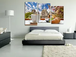 Модульная картина "Кофе и круассан"