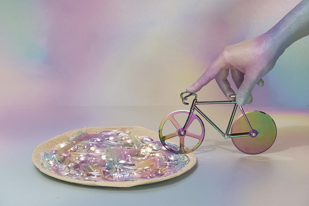 Нож для пиццы из нержавеющей стали the fixie, радужный