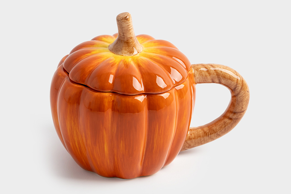 Кружка 450мл с крышкой Anna Lafarg Bright pumpkin Тыква оранжево-зеленая