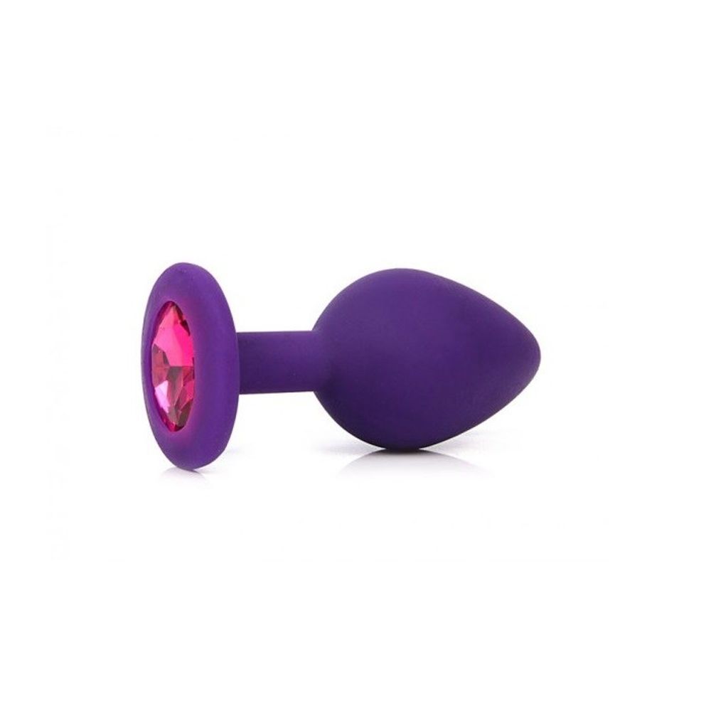 Анальная втулка фиолетовая с кристаллом large розовый 9,5 см