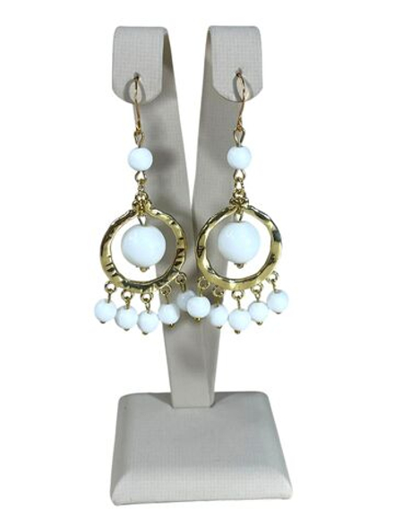 Серьги Винтажные белый агат