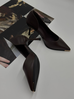 Туфли женские экокожа арт. 193-4 цвет "коричнево-бордовый"