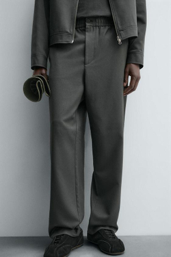 ZARA БРЮКИ-ДЖОГГЕРЫ КЛАССИЧЕСКОГО КРОЯ, ЗЕЛЕНЫЙ