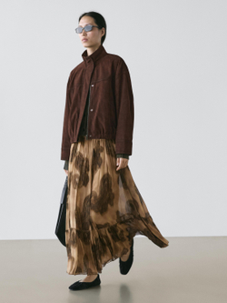 Massimo Dutti Длинная юбка с узором пейсли, пыльно-розовый