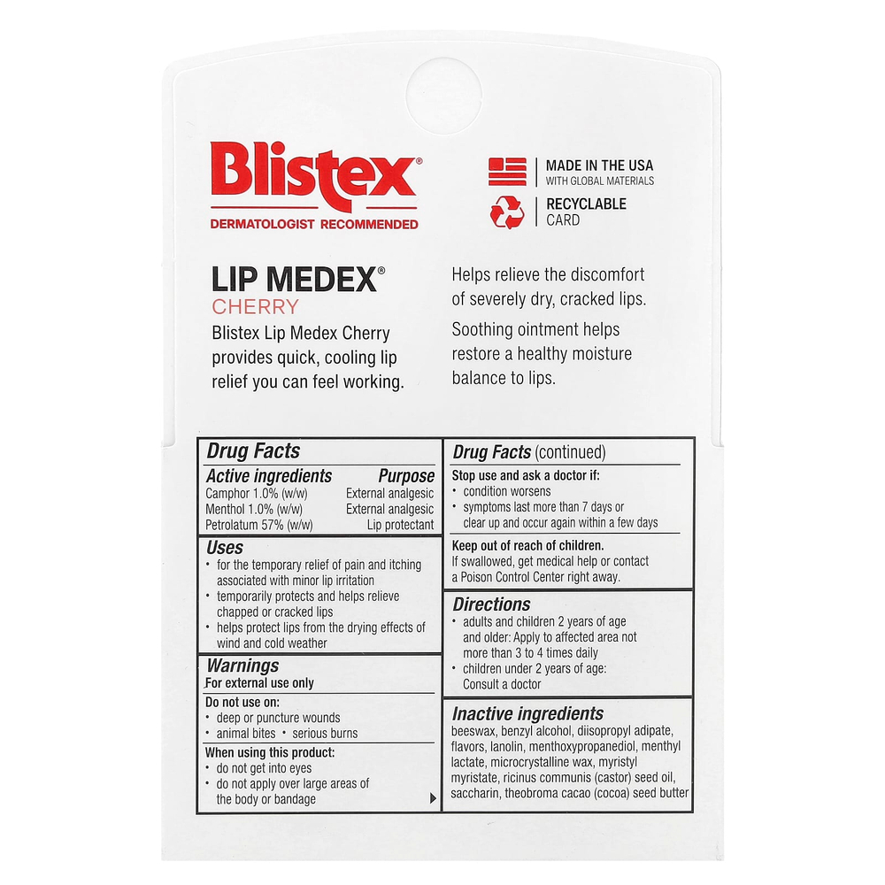 Blistex, Lip Medex®, вишня, 2 тюбика, 10 г (0,35 унции)