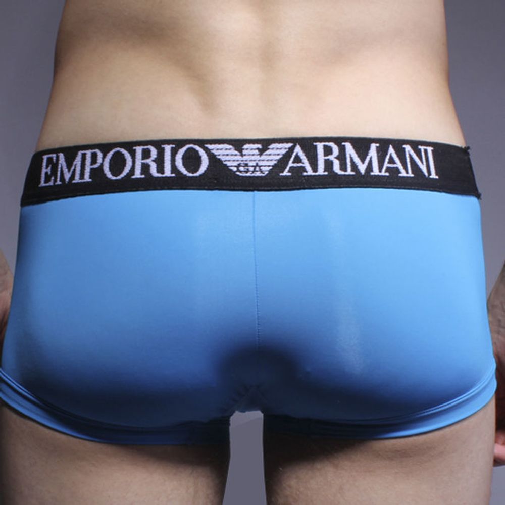 Мужские трусы хипсы синие с черной резинкой Emporio Armani Basic Intimates Hip Brief