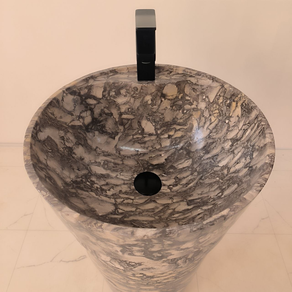 Раковина напольная из мрамора Pedestal Doreng Spiral MN-04201 (45*45*90 см)
