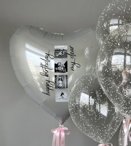 Шары сердце белое с фото набор My Dear