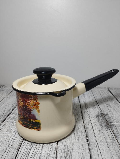 Ковш 1л с носиком с крышкой Слоновый Старая Мельница