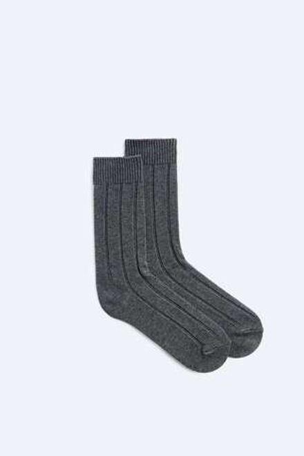 ZARA НОСКИ В РУБЧИК, СЕРЫЙ