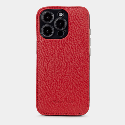 Чехол для iPhone 16 Pro из кожи сафьяно, красного цвета