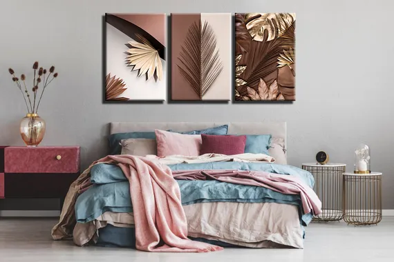 Модульная картина "Абстрактные листья"