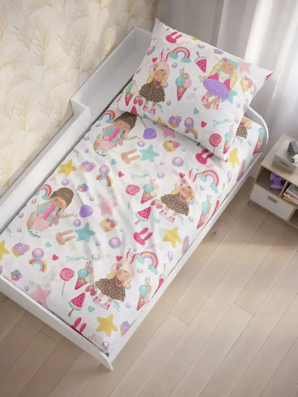 Наволочка комплект 2шт бязь Сказка "Сластена" 40x60 см на молнии