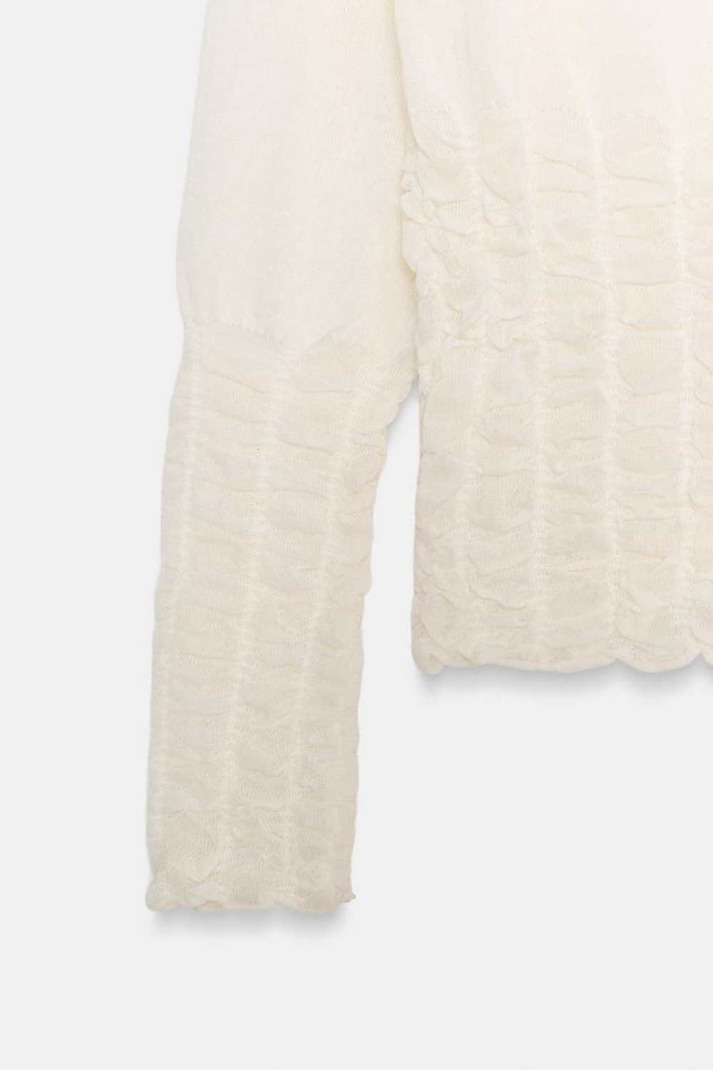 ZARA СВИТЕР ВЯЗАНЫЙ «СОТЫ», ЭКРЮ