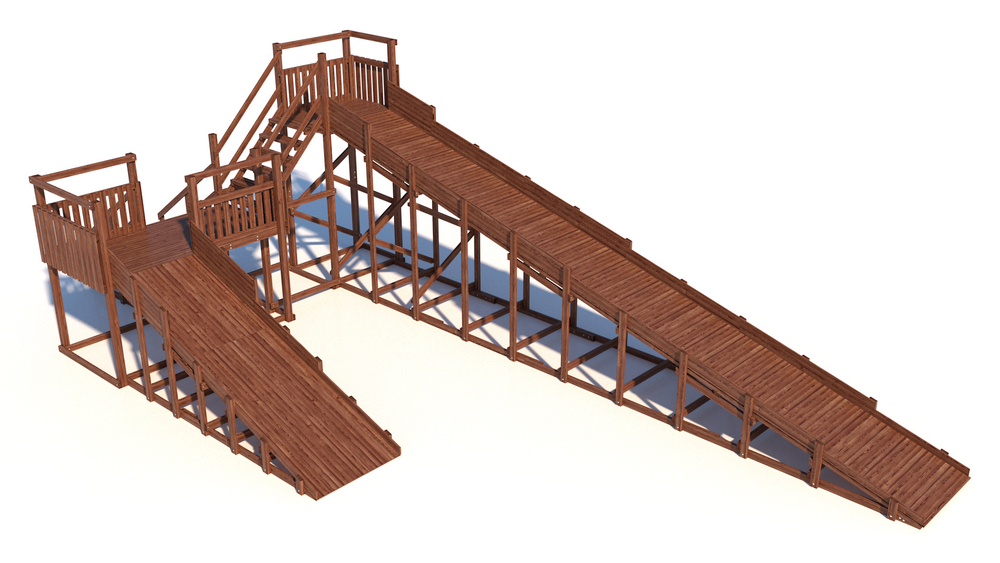 Зимняя деревянная горка W-11 (длина ската 4,3м и 10м)