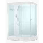 Душевая кабина DomaniSpa Delight128 Slim L 1200*800*2180, низкий поддон, сатин матированное стекло, задняя белая стеклянная панель, без электрики