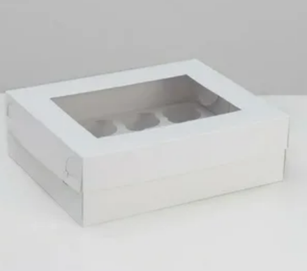 Коробка с окном на 12 капкейков, Гофрокартон 35 х 265 х 10 см