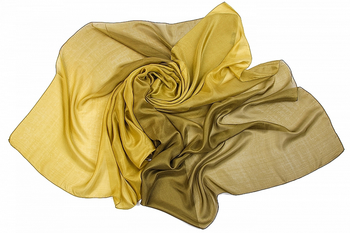 Палантин-Парео материал Шелк 100% цвет градиент оливковый 180x90см.