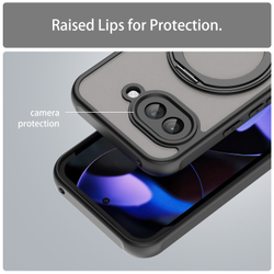 Чехол черного цвета для Google Pixel 9a с магнитным поворотным кольцом-подставкой