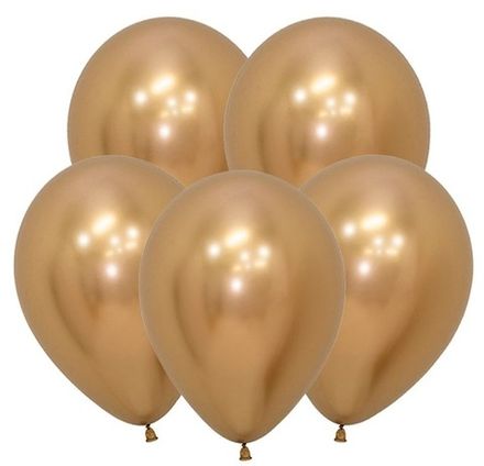 Шары "ХРОМ золото" 35 см (летают от 3-х дней)