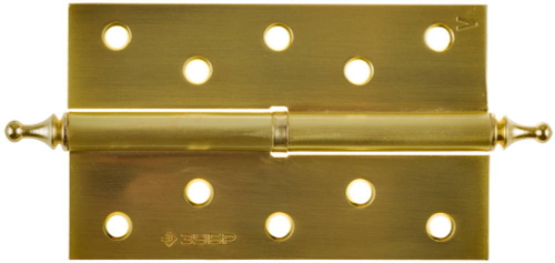 Петля дверная разъемная ЗУБР ″ЭКСПЕРТ″, 1 подшипник, цвет мат. латунь (SB), левая, с крепежом, 125х75х2,5мм,2шт