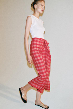 ZARA ЮБКА МИДИ С ВОЛАНАМИ — ZW COLLECTION, КРАСНЫЙ