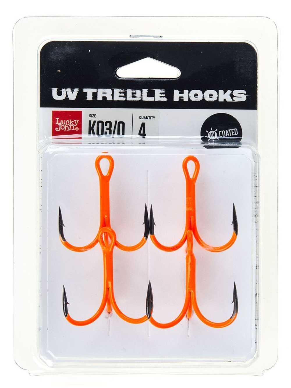 Крючки-тройники Lucky John Orange UV LJH201 размер K03 (упк.4шт.)