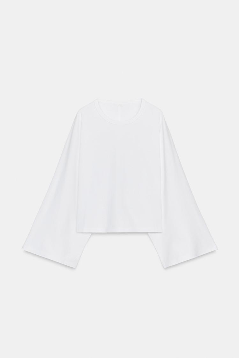 ZARA ФУТБОЛКА С РУКАВАМИ-КРЫЛЫШКАМИ, БЕЛЫЙ