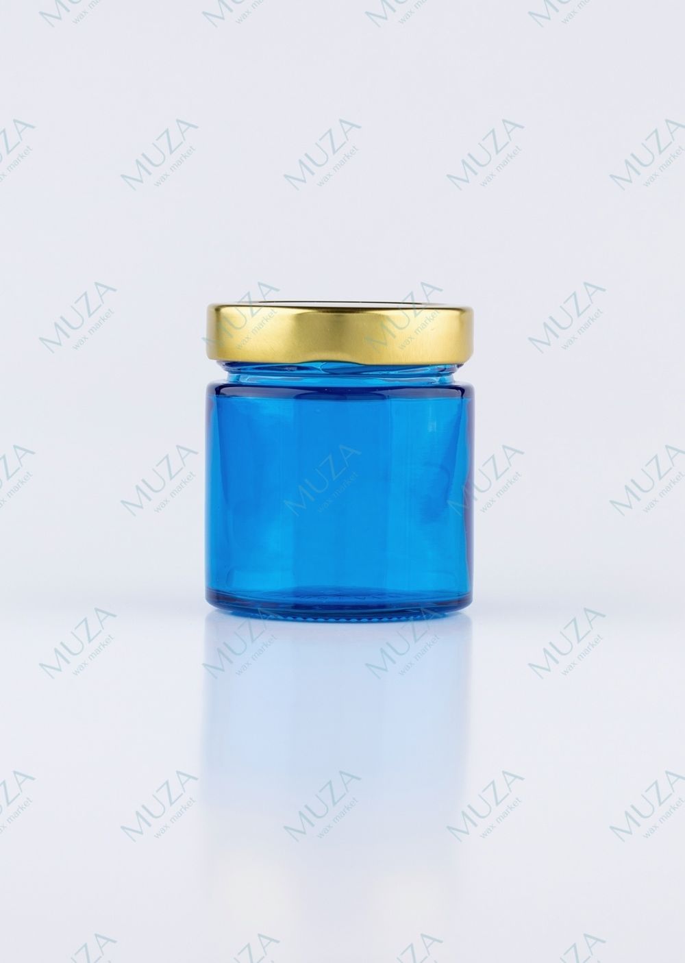 Баночка синее стекло с металл. крышкой 200 мл.