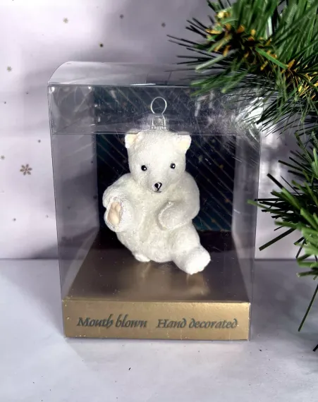 Елочное украшение Медвежонок Умка, стекло, 7 см., 1 шт., Irena CO (53429)