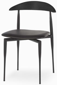 Обеденный стул Wagner черный металлический каркас, черная экокожа, черная деревянная спинка