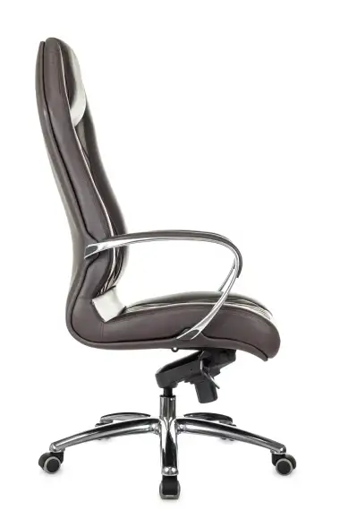 Кресло руководителя Бюрократ _Aura коричневый кожа крестов. алюминий