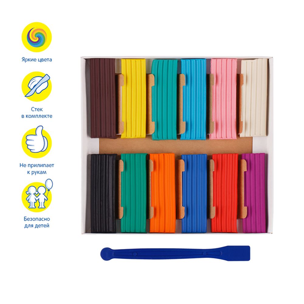 Пластилин 12 цветов Мульти-Пульти Енот в сказке, 144гр, со стеком, картон.упак.