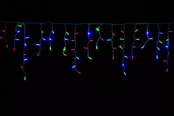 Светодиодная мерцающая бахрома 3*0.6 м., 220V, 100 разноцветных LED ламп, белый каучук, соединяемая, Winner Light (m.02.7W.100+)