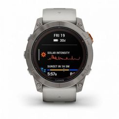 Garmin Fenix 7X Pro Sapphire Solar – титановый корпус, серо-оранжевый ремешок
