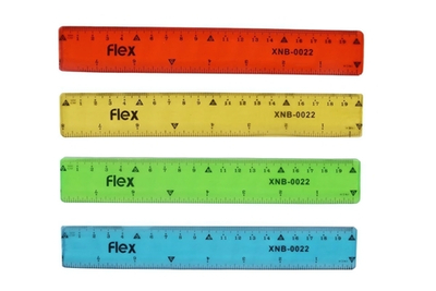 Линейка гибкая 20 см, 4 цвета микс