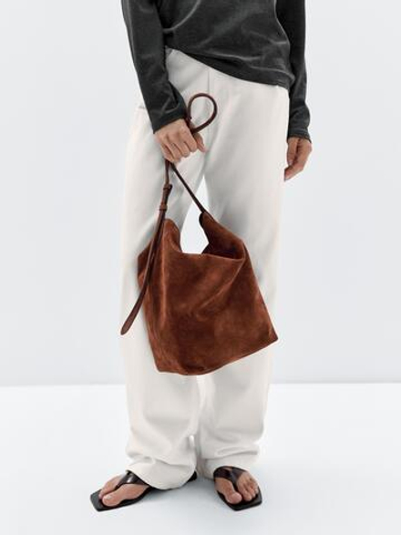 Massimo Dutti Замшевая сумка, цвет кожи