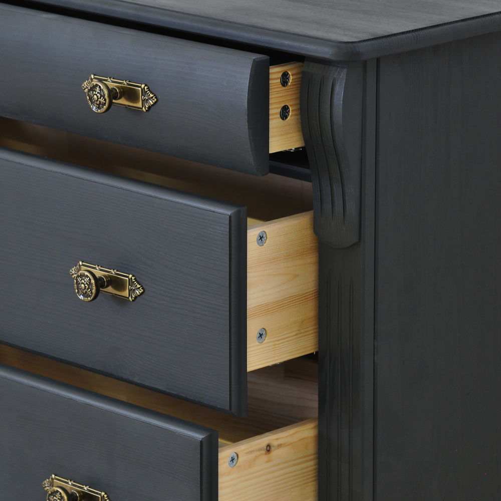 Комод 91х42х85, Susanna, с ящиками для одежды, в прихожую, спальню, гостиную, деревянный, массив сосны, серый, Dipriz