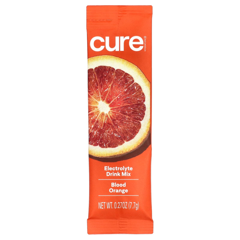 Cure Hydration, Смесь для приготовления электролитов, красный апельсин, 14 пакетиков по 7,7 г (0,27 унции)