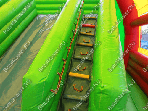 Надувной батут "Страна Сафария-2" с крышей и высокими горками 13*7*6 м