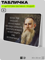 Литературный постер с цитатой Л. Н. Толстого для школы, на стену, на пластике, для интерьера, 40х30 см, Silver Plane x Айдентика Технолоджи