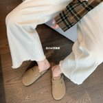 CHRISTINE SHEII Suinyin Birkenstock Shoes Cow Suede Closed Toe Slippers 3cm Women"s Sandy Brown